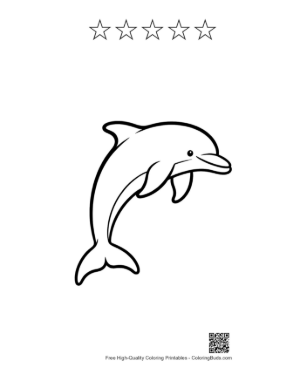 Thumbnail: Playful Dolphin Leaping Joyfully Printable and 5 Star Outline