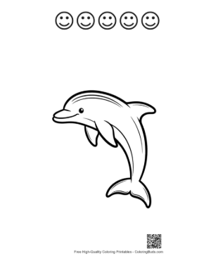 Thumbnail: Playful Dolphin Mid-Jump Printable and 5 Happy Face Outline