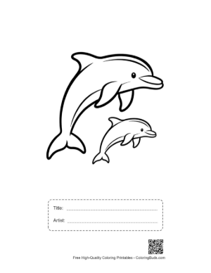 Thumbnail: Playful Dolphin Mother and Baby Leaping Printable with Title and Artist Box