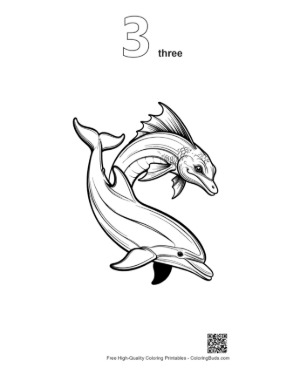 Thumbnail: Playful Dolphins Leaping in Sync Printable Outline Number 3
