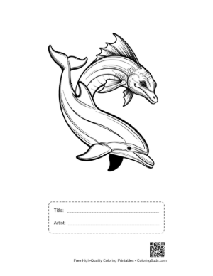 Thumbnail: Playful Dolphins Leaping in Sync Printable with Title and Artist Box