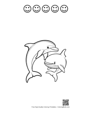 Thumbnail: Playful Dolphins Leaping Together Printable and 5 Happy Face Outline