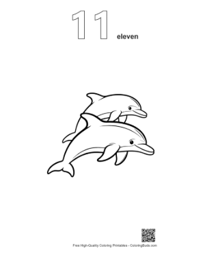 Thumbnail: Playful Dolphins Leaping Together Printable Outline Number 11