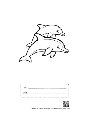 Thumbnail: Playful Dolphins Leaping Together Printable with Title and Artist Box