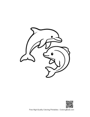 Thumbnail: Playful Duo of Outline Dolphins