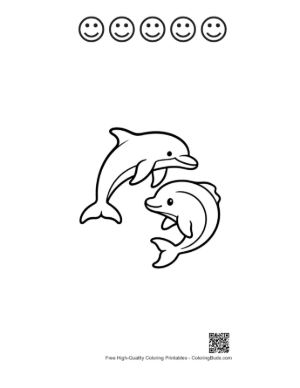 Thumbnail: Playful Duo of Outline Dolphins Printable and 5 Happy Face Outline