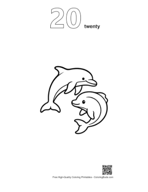 Thumbnail: Playful Duo of Outline Dolphins Printable Outline Number 20