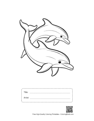 Thumbnail: Playful Pair of Dolphins Leaping Printable with Title and Artist Box