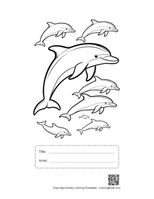 Thumbnail: Playful Pod of Dolphins Leaping Printable with Title and Artist Box