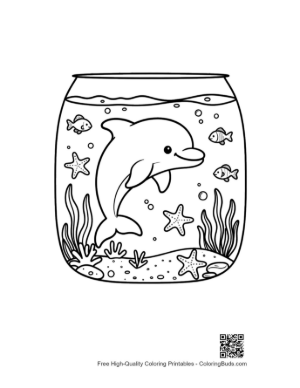 Thumbnail: Small Dolphin Living in a Decorative Glass Bubble Printable