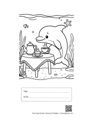 Thumbnail: Sophisticated Dolphin Sitting at a Tea Table in the Sea Printable with Title and Artist Box