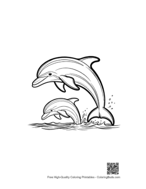 Thumbnail: Two Playful Dolphins Leaping from Ocean Waves