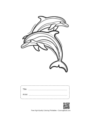 Thumbnail: Two Playful Dolphins Leaping Joyfully Printable with Title and Artist Box