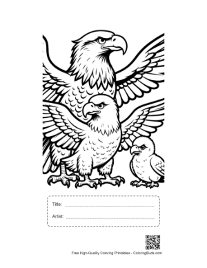 Thumbnail: Bald Eagle Family in Fierce Majestic Pose Printable with Title and Artist Box
