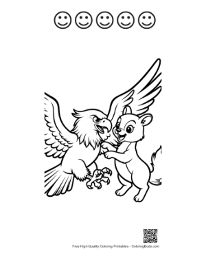 Thumbnail: Bald Eagle Plays with Cute Squirrel Printable and 5 Happy Face Outline