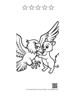 Thumbnail: Bald Eagle Plays with Cute Squirrel Printable and 5 Star Outline