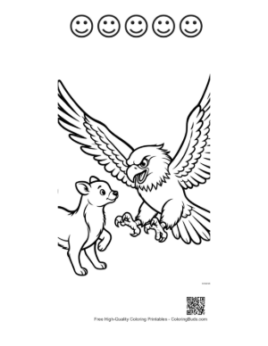 Thumbnail: Bald Eagle Swooping at Playful Puppy Printable and 5 Happy Face Outline