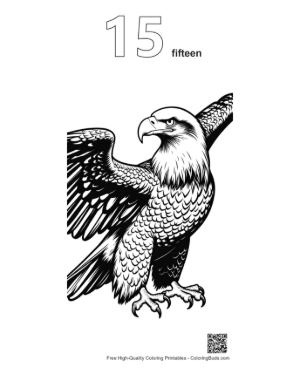 Thumbnail: Fierce Bald Eagle in Majestic Flight Printable Outline Number 15