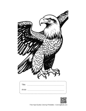 Thumbnail: Fierce Bald Eagle in Majestic Flight Printable with Title and Artist Box