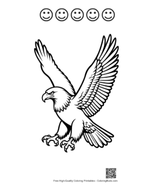 Thumbnail: Fierce Bald Eagle Spreading Wings Printable and 5 Happy Face Outline