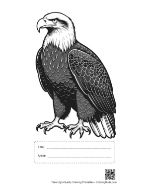 Thumbnail: Fierce Bald Eagle Standing Tall Printable with Title and Artist Box