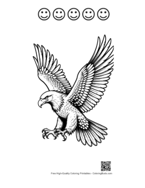 Thumbnail: Fierce Golden Eagle Diving Attack Printable and 5 Happy Face Outline