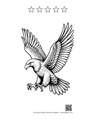 Thumbnail: Fierce Golden Eagle Diving Attack Printable and 5 Star Outline