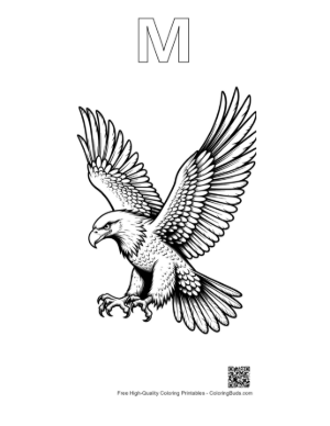 Thumbnail: Fierce Golden Eagle Diving Attack Printable Outline Alphabet M