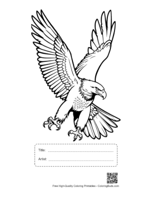 Thumbnail: Fierce Golden Eagle Diving with Talons Extended Printable with Title and Artist Box