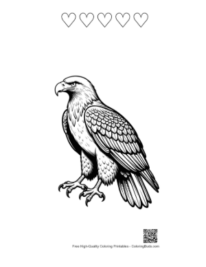 Thumbnail: Fierce Golden Eagle in Profile Printable and 5 Heart Outline