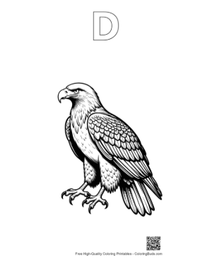 Thumbnail: Fierce Golden Eagle in Profile Printable Outline Alphabet D