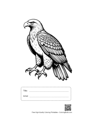 Thumbnail: Fierce Golden Eagle in Profile Printable with Title and Artist Box