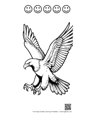 Thumbnail: Fierce Golden Eagle Soaring with Talons Extended Printable and 5 Happy Face Outline