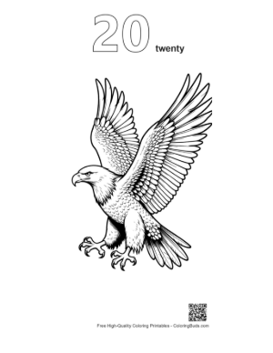 Thumbnail: Fierce Golden Eagle Soaring with Talons Extended Printable Outline Number 20