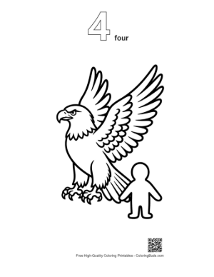 Thumbnail: Fierce Golden Eagle Towering Over Tiny Human Printable Outline Number 4
