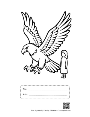 Thumbnail: Golden Eagle and Little Girl Standing Together Printable with Title and Artist Box