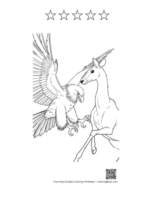 Thumbnail: Golden Eagle Attacking Leaping Impala Printable and 5 Star Outline