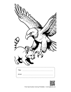 Thumbnail: Golden Eagle Clawing at Raccoon Printable with Title and Artist Box