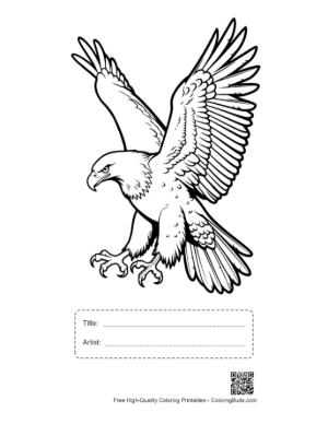 Thumbnail: Golden Eagle Diving Fiercely with Talons Extended Printable with Title and Artist Box