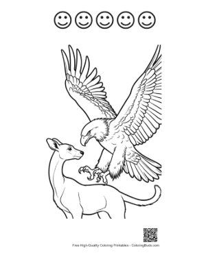 Thumbnail: Golden Eagle Diving on Fawn Printable and 5 Happy Face Outline