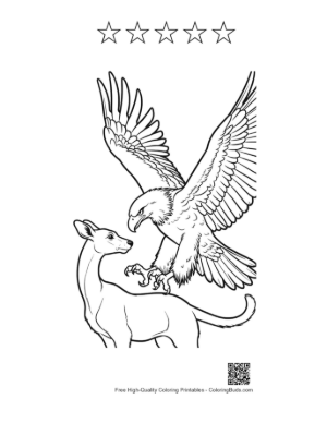Thumbnail: Golden Eagle Diving on Fawn Printable and 5 Star Outline