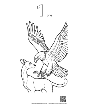 Thumbnail: Golden Eagle Diving on Fawn Printable Outline Number 1
