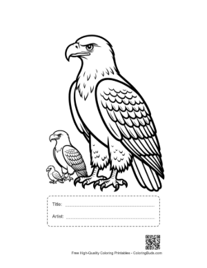 Thumbnail: Golden Eagle Family Line Art Printable with Title and Artist Box