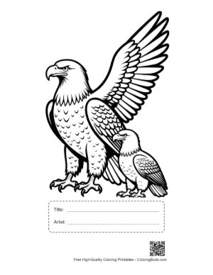 Thumbnail: Majestic Adult Bald Eagle with Juvenile Eagle Printable with Title and Artist Box