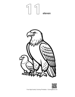 Thumbnail: Majestic Bald Eagle and Chick Printable Outline Number 11