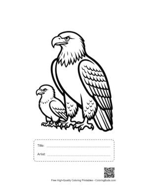 Thumbnail: Majestic Bald Eagle and Chick Printable with Title and Artist Box
