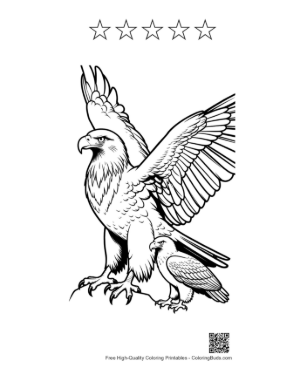 Thumbnail: Majestic Golden Eagle Guards Chick Printable and 5 Star Outline