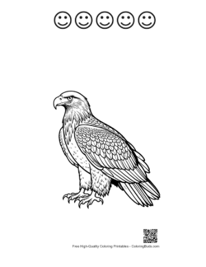 Thumbnail: Majestic Golden Eagle in Profile Printable and 5 Happy Face Outline