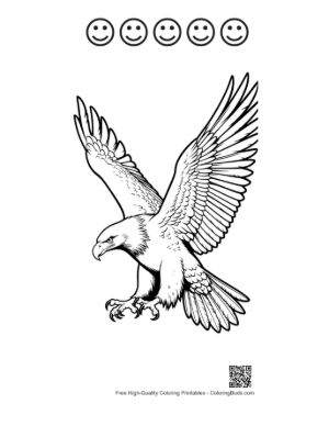 Thumbnail: Majestic Golden Eagle Soaring Fiercely Printable and 5 Happy Face Outline
