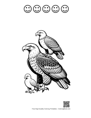 Thumbnail: Stacked Bald Eagle Family Printable and 5 Happy Face Outline